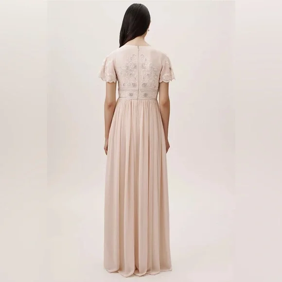 Anthropologie Beige Floral Embroidered Dress - Picture 4 of 11